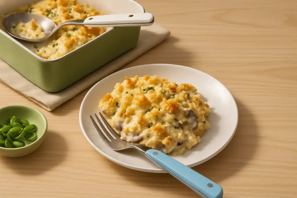 Creamy Million Dollar Chicken Casserole served
