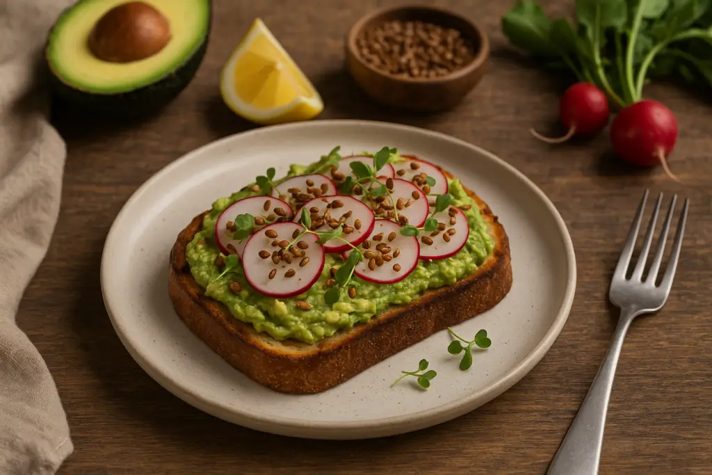 Avocado radish seed toast