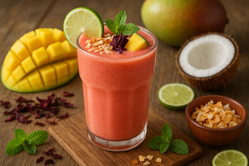 mango-coconut-hibiscus smoothie