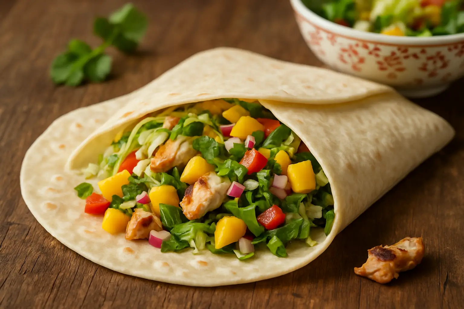 Grilled chicken mango cilantro wraps