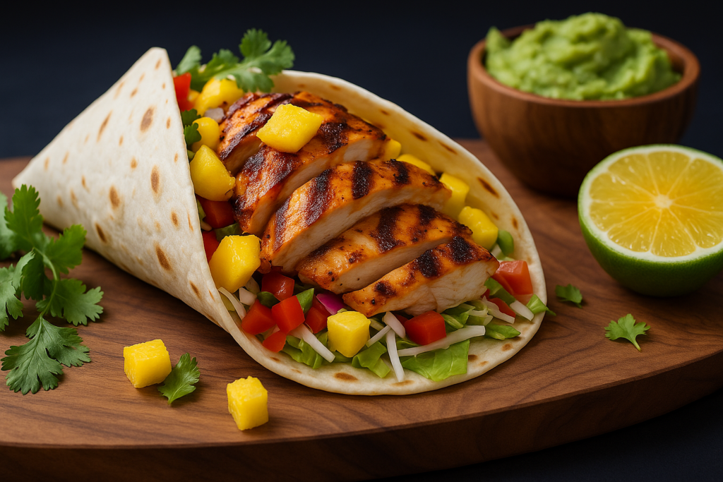 Grilled chicken mango cilantro wraps