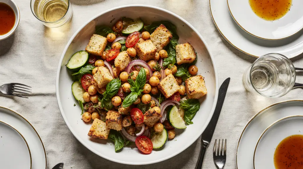 chickpea panzanella salad