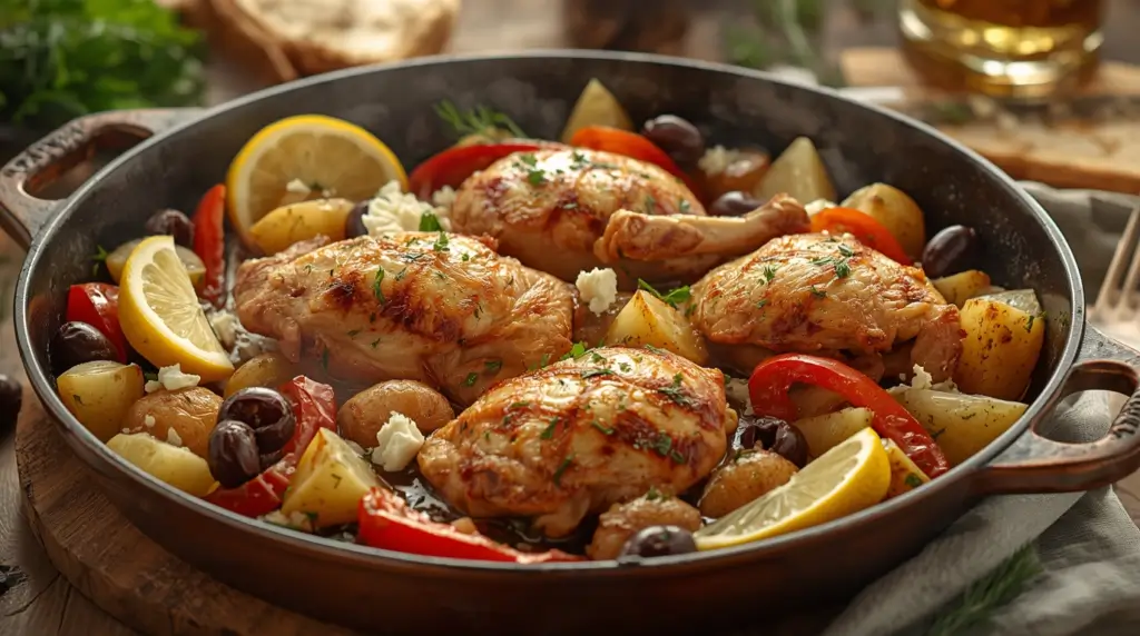baked chicken thighs and potatoes