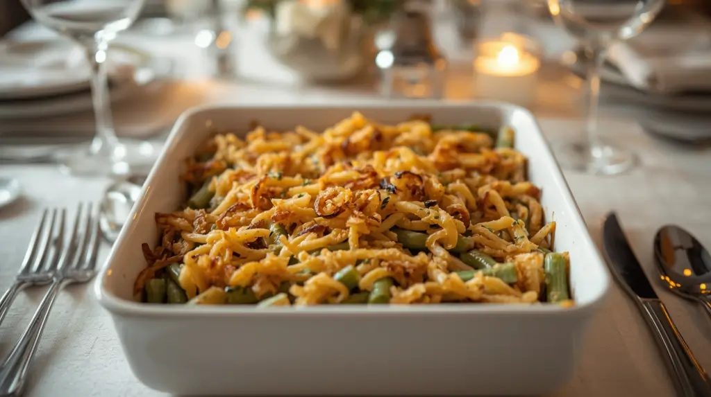 green bean casserole with fresh green beans