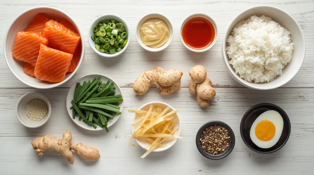 salmon and rice bowl