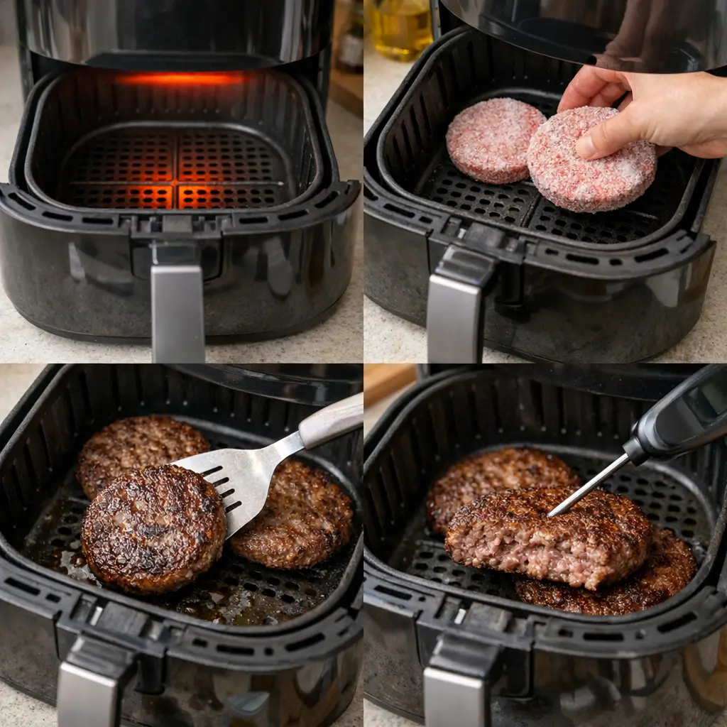 how to cook frozen hamburger patties in air fryer