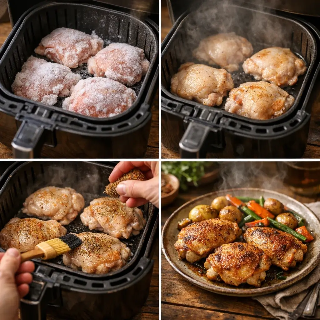 how to cook frozen chicken thighs in air fryer